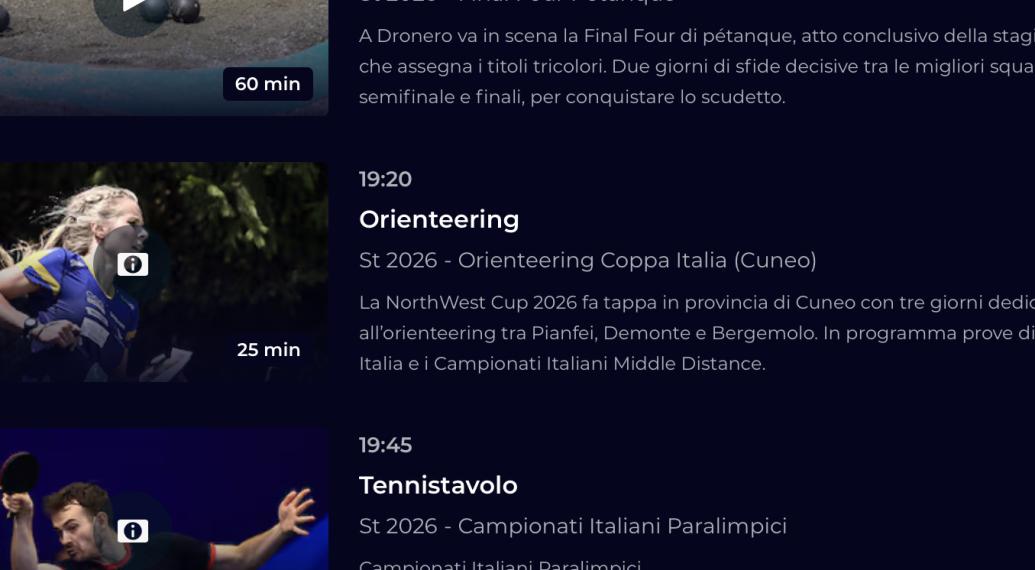 RAISPORT: QUESTA SERA ALLE 19:15 LE GARE DI PIANFEI, DEMONTE E BERGEMOLO 